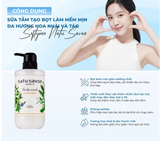 Sữa tắm tạo bột dưỡng trắng và làm mền mịn da softymo natu savon 500ml hương hoa mộc - Xanh