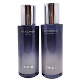 Set Nước Hoa Hồng Ohui tím Age Recovery Skin Softener và Sửa dưỡng cải thiện nếp nhăn OHUI tím Age Recovery Emulsion.