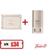 Combo Khăn Ướt Tẩy Trang Su:m37 Time Energy Cleansing và chống nắng thỏi  SUM37 Sun-away Velvet Sun Stick SPF50+/PA++++