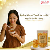 Dưỡng Nhan ( Nhựa đào , Bồ Mể , Tuyết Yến Mũ trôm ) - Dùng để ngâm uống giúp thanh lọc cơ thể mát gan sạch ruột nhuận trường và bổ sung collagen tự nhiên đẹp da .