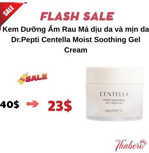 Kem Dưỡng Ẩm Rau Má dịu da và mịn da  Dr.Pepti Centella Moist Soothing Gel Cream